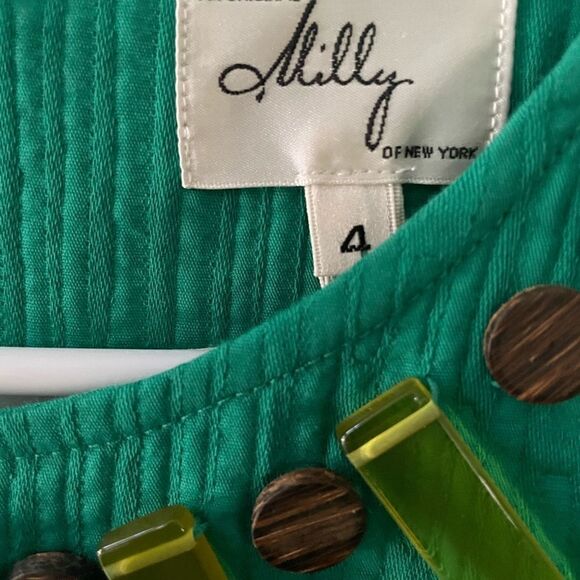 Vintage Milly of New York Green
Beaded Sleeveless Mini Dress Pockets - Size 4 - Picture 3 of 9